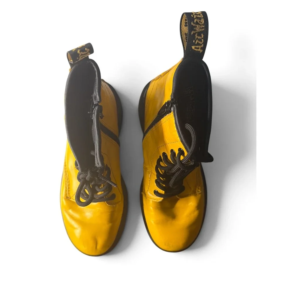 Dr. Martens 1460 J Youth Yellow Leather Side Zip Combat Boots Size 3 US
